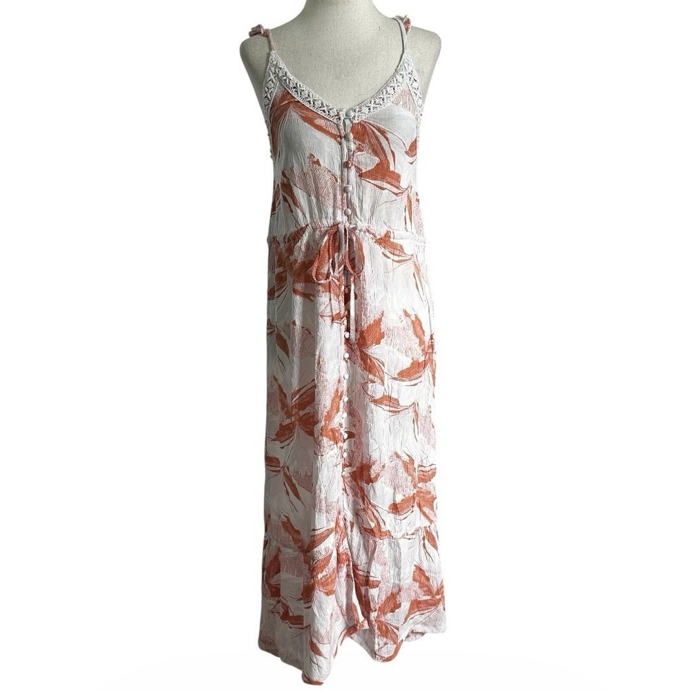 Roxy Hot Summer Lands Maxi Dress Spaghetti Strap Jungle Boogie Floral XS | 30-6